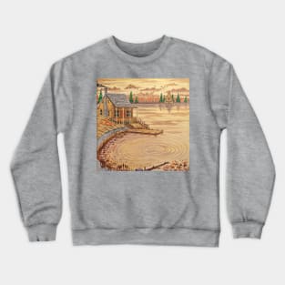 Cabin at the Lake in the Fall Season Crewneck Sweatshirt